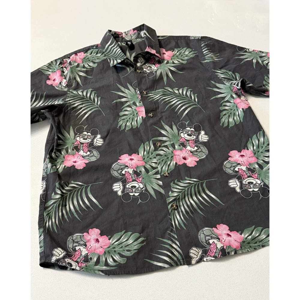 Disney Collection Neff Mens Hawaiian Shirt Button Front Mickey Mouse Size Medium